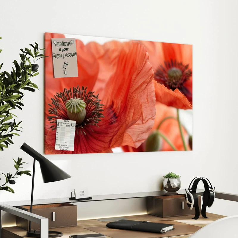 Metall Magnettafel - Mohnblüten