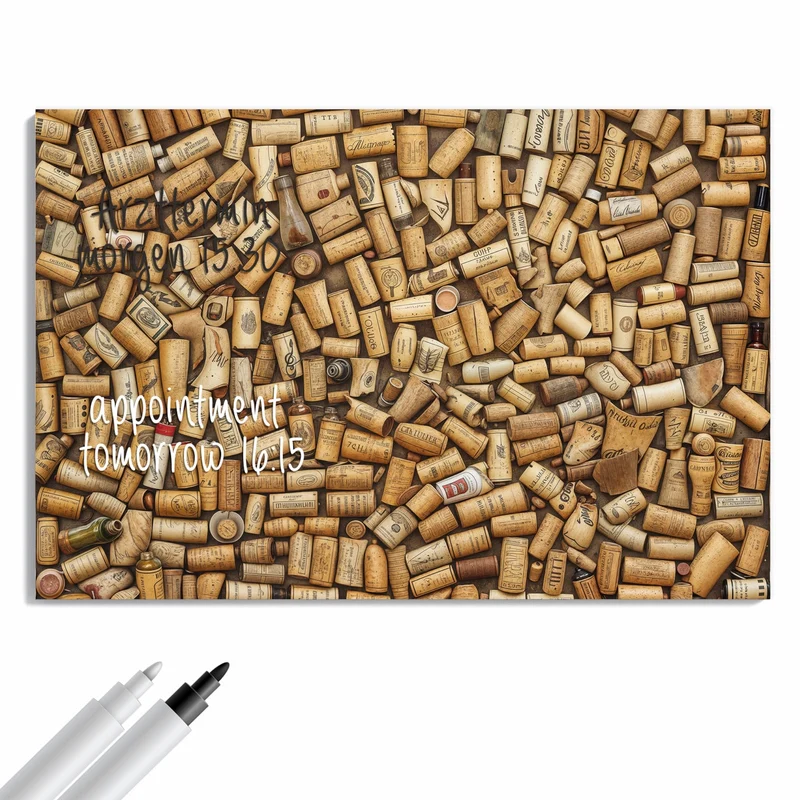 Metall Magnettafel - Weinkorken von oben