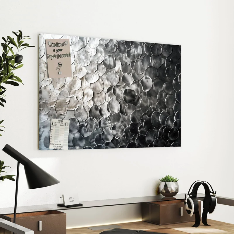 Metall Magnettafel - Silberne Schuppen