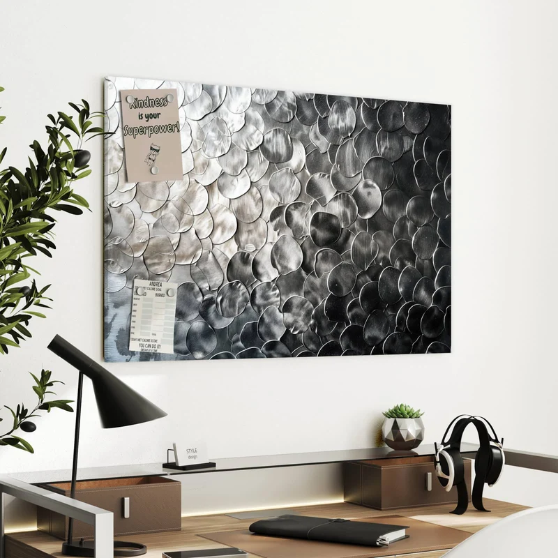 Metall Magnettafel - Silberne Schuppen