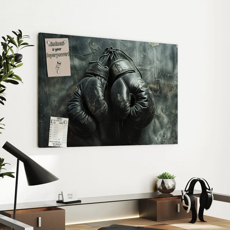 Metall Magnettafel - Boxhandschuhe an Wand