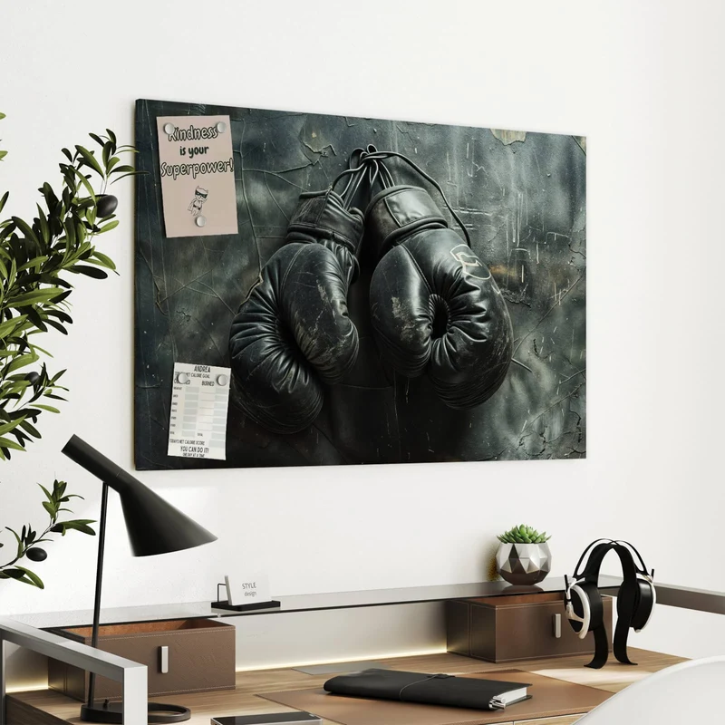 Metall Magnettafel - Boxhandschuhe an Wand
