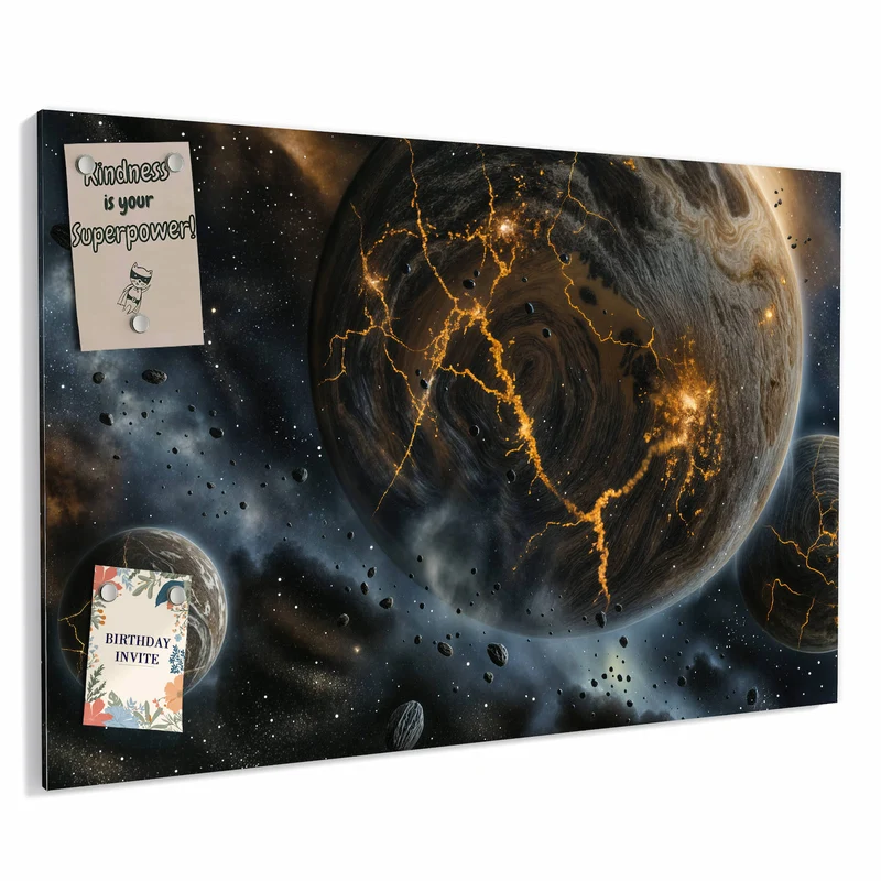 Metall Magnettafel - Planeten mit Lavarissen