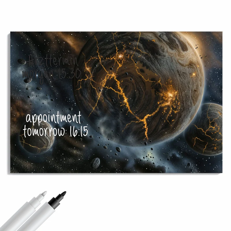 Metall Magnettafel - Planeten mit Lavarissen