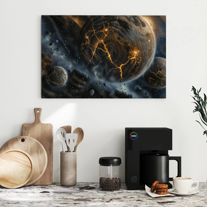 Metall Magnettafel - Planeten mit Lavarissen