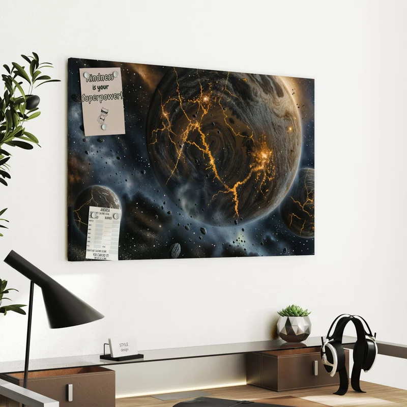 Metall Magnettafel - Planeten mit Lavarissen