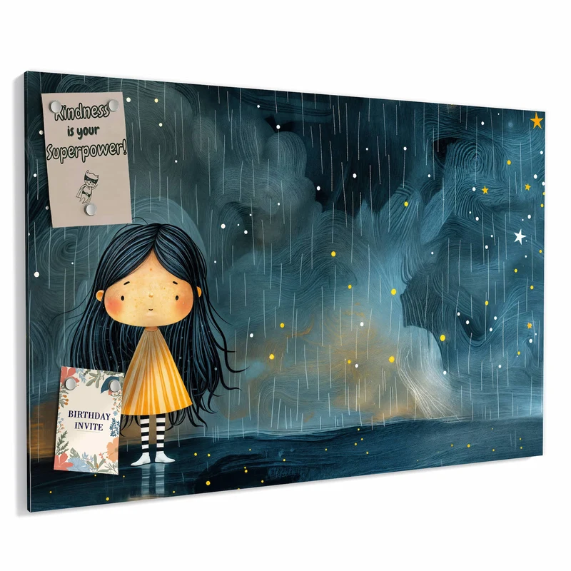 Metall Magnettafel - Mädchen im Regen
