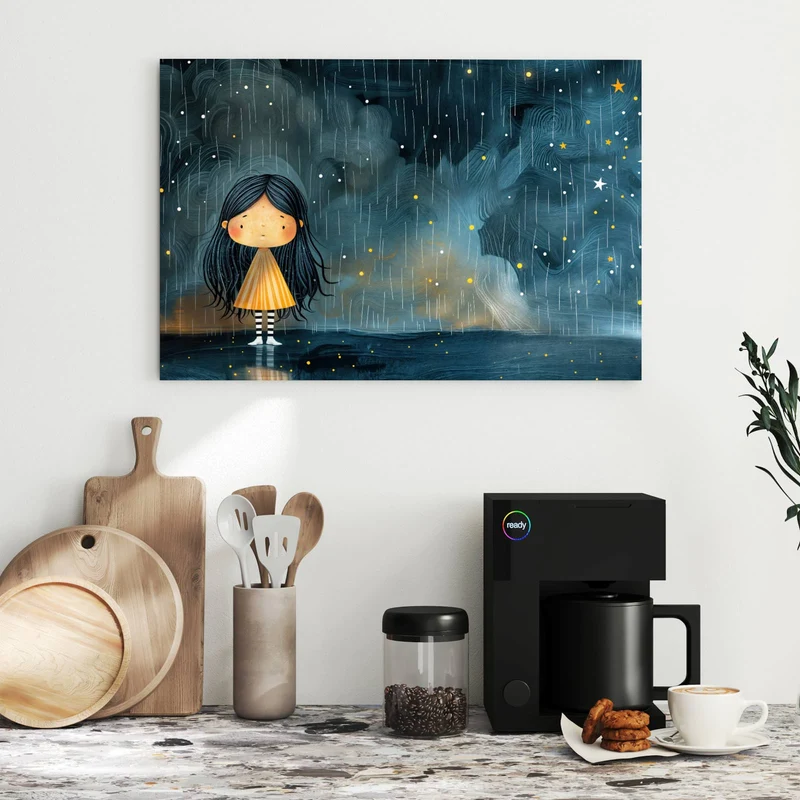 Metall Magnettafel - Mädchen im Regen