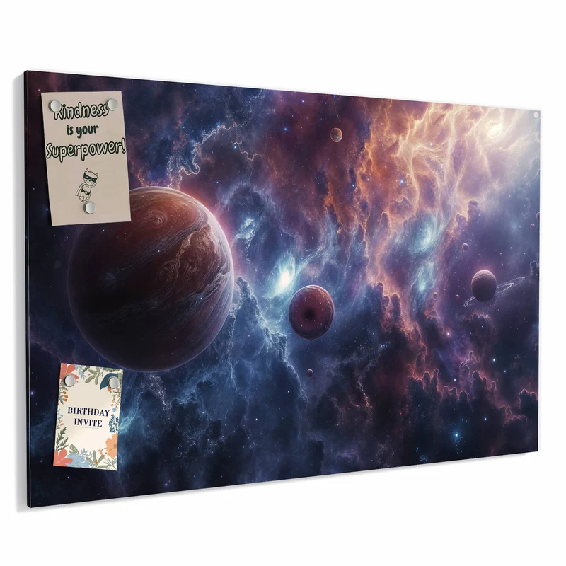 Metall Magnettafel - Zwei Planeten im Nebel