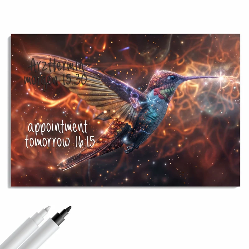 Metall Magnettafel - Schimmernder Kolibri