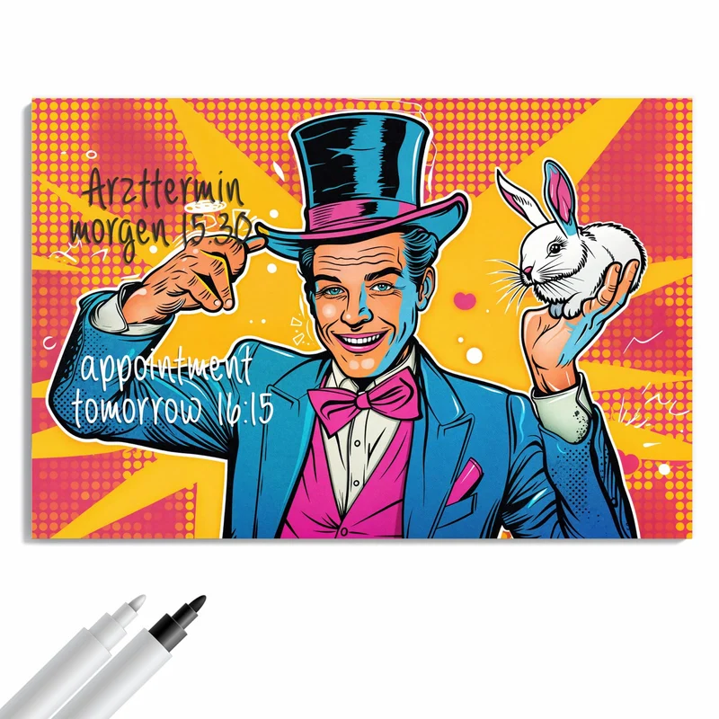 Metall Magnettafel - Zauberer mit Hase