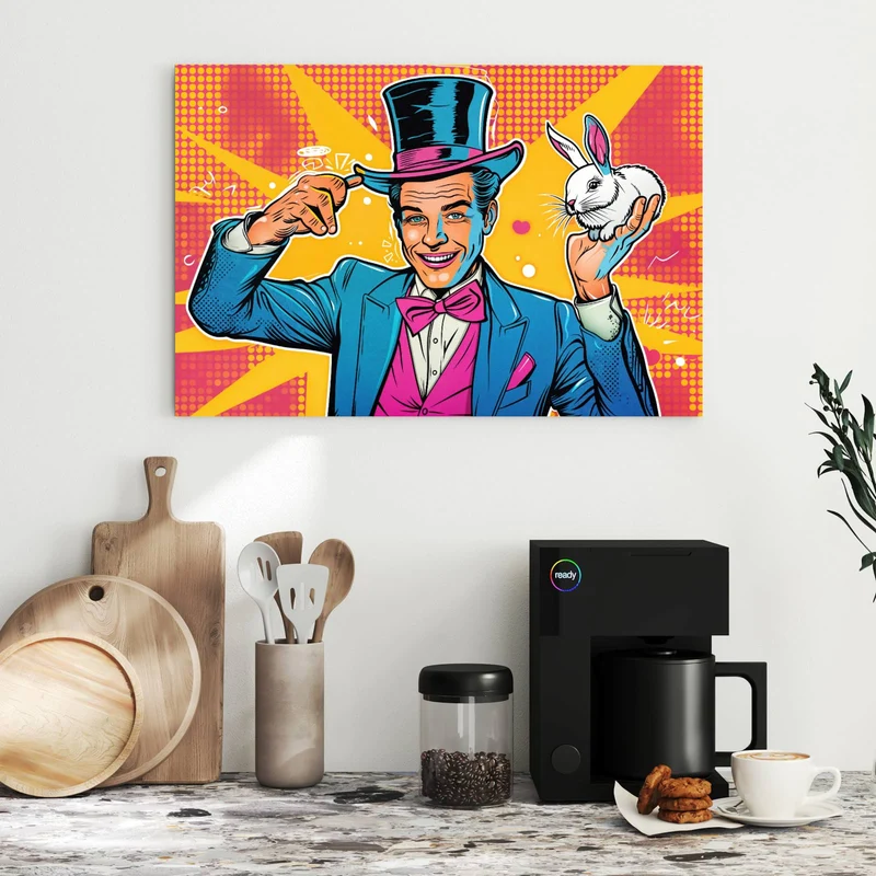 Metall Magnettafel - Zauberer mit Hase