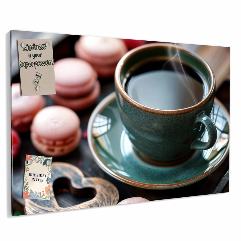 Metall Magnettafel - Kaffee mit Macarons