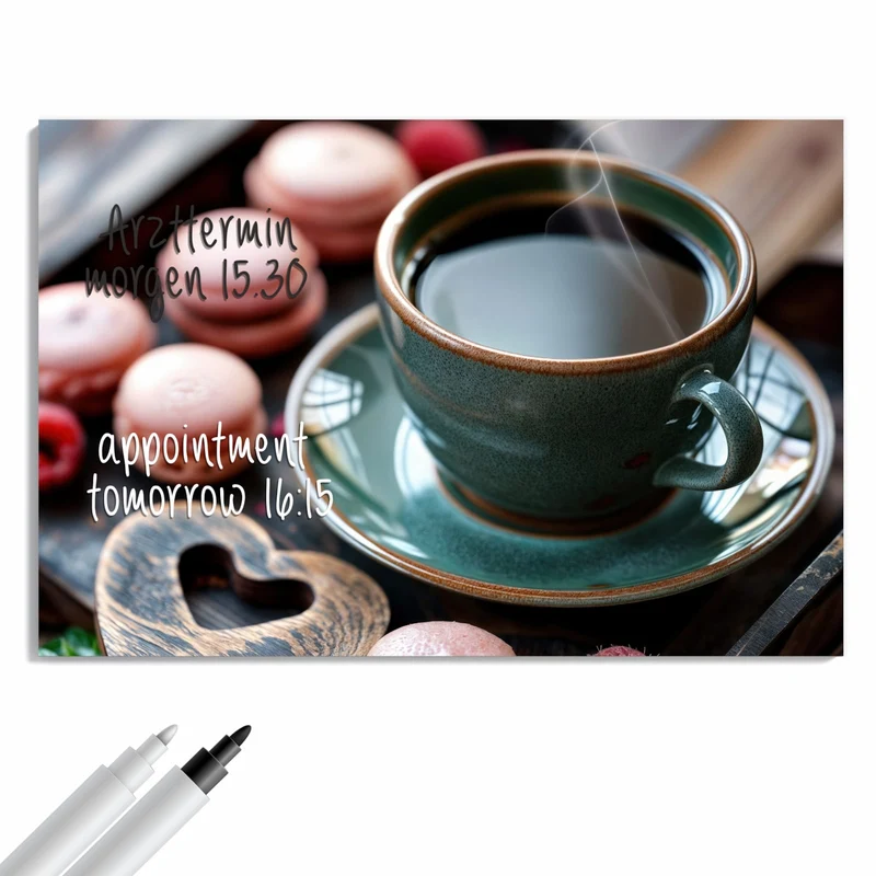 Metall Magnettafel - Kaffee mit Macarons