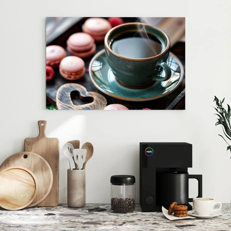Metall Magnettafel - Kaffee mit Macarons