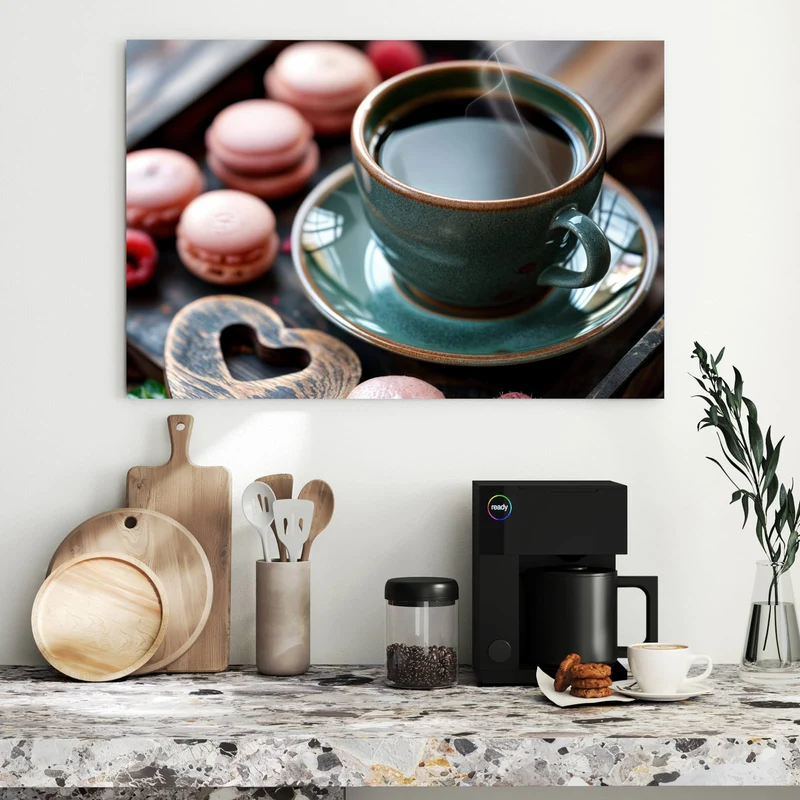 Metall Magnettafel - Kaffee mit Macarons