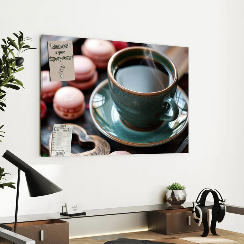 Metall Magnettafel - Kaffee mit Macarons