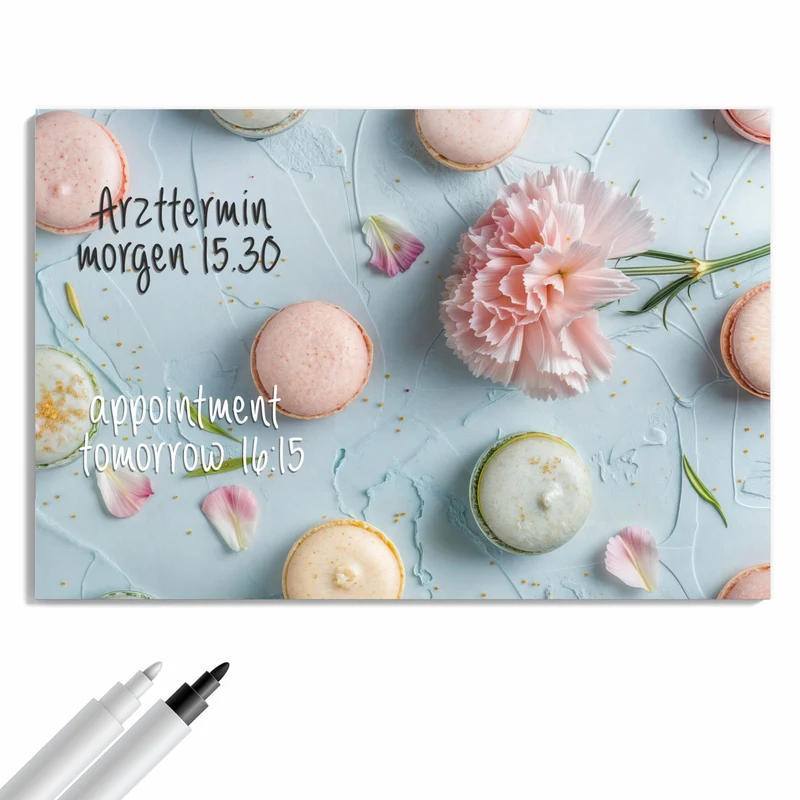 Metall Magnettafel - Macarons mit Nelke