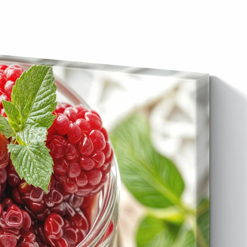 Metall Magnettafel - Glas mit Himbeeren