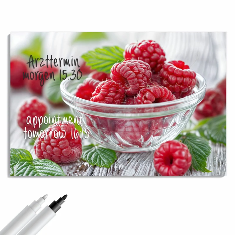Metall Magnettafel - Frische Himbeeren