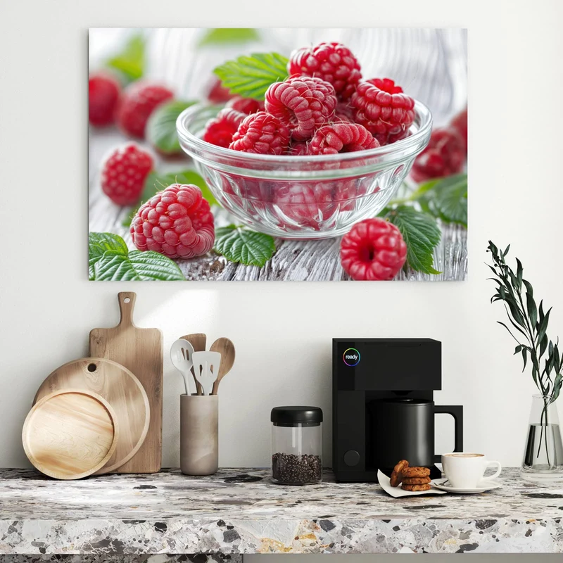 Metall Magnettafel - Frische Himbeeren