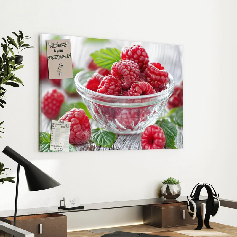 Metall Magnettafel - Frische Himbeeren