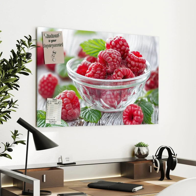 Metall Magnettafel - Frische Himbeeren