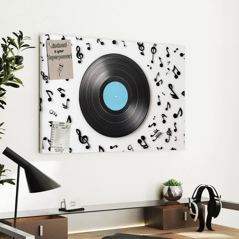 Metall Magnettafel - Schallplatte mit Noten