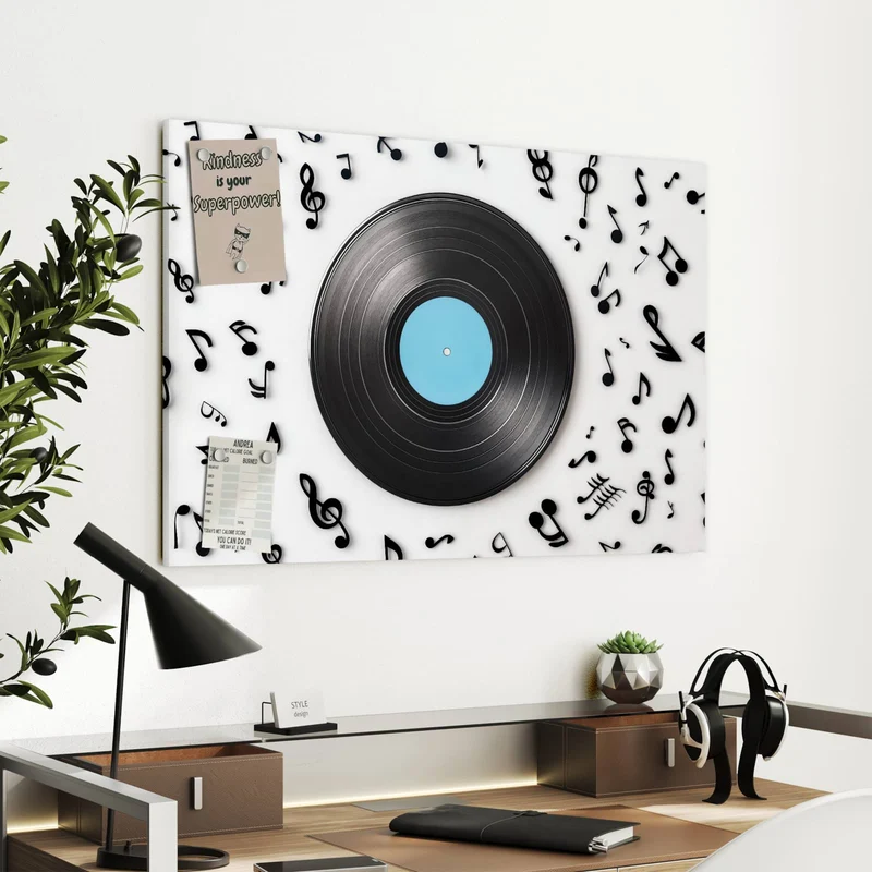 Metall Magnettafel - Schallplatte mit Noten