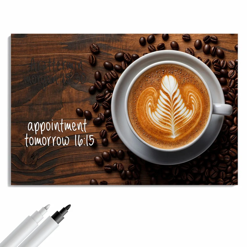 Metall Magnettafel - Kaffee mit Latte Art