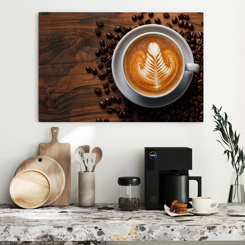Metall Magnettafel - Kaffee mit Latte Art