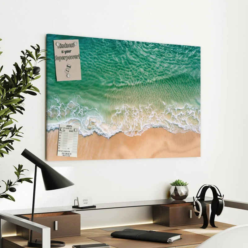 Metall Magnettafel - Türkis auf goldenem Sand
