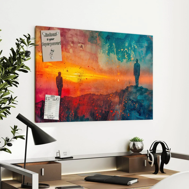 Metall Magnettafel - Silhouette am Horizont