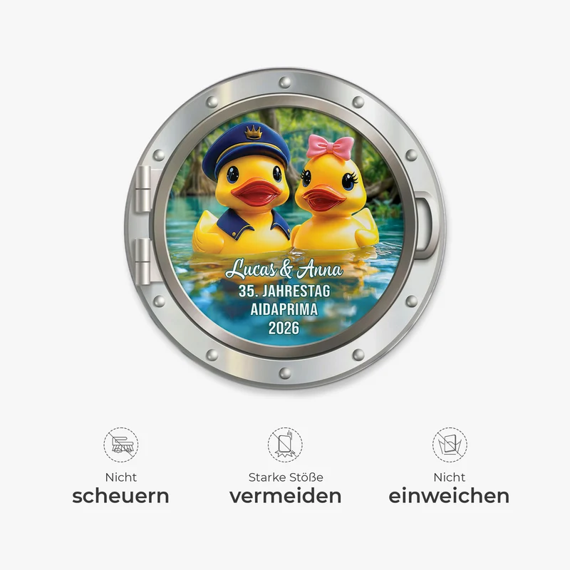 Jahrestag - Personalisierte Geschenke Paar | Acryl Magnet Quietscheentchen Bullauge
