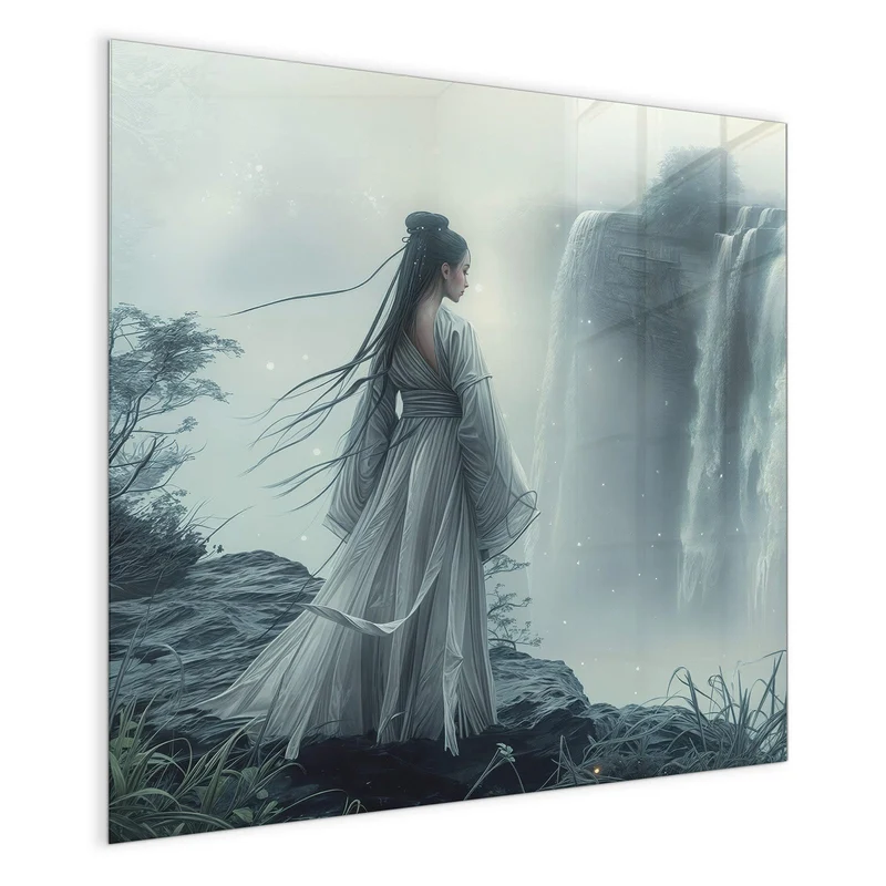 Magnettafel - Frau am Wasserfall