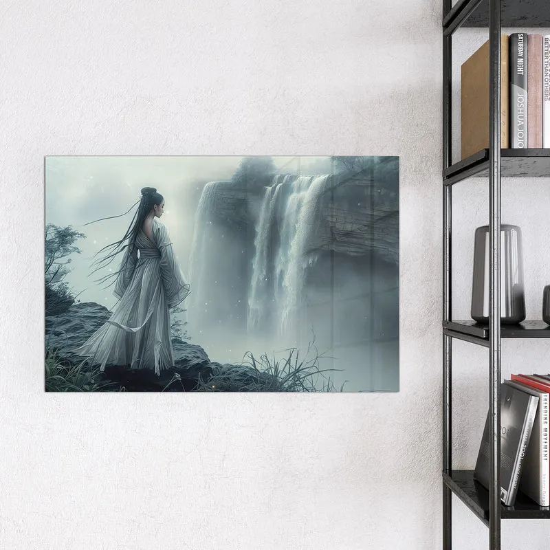 Magnettafel - Frau am Wasserfall
