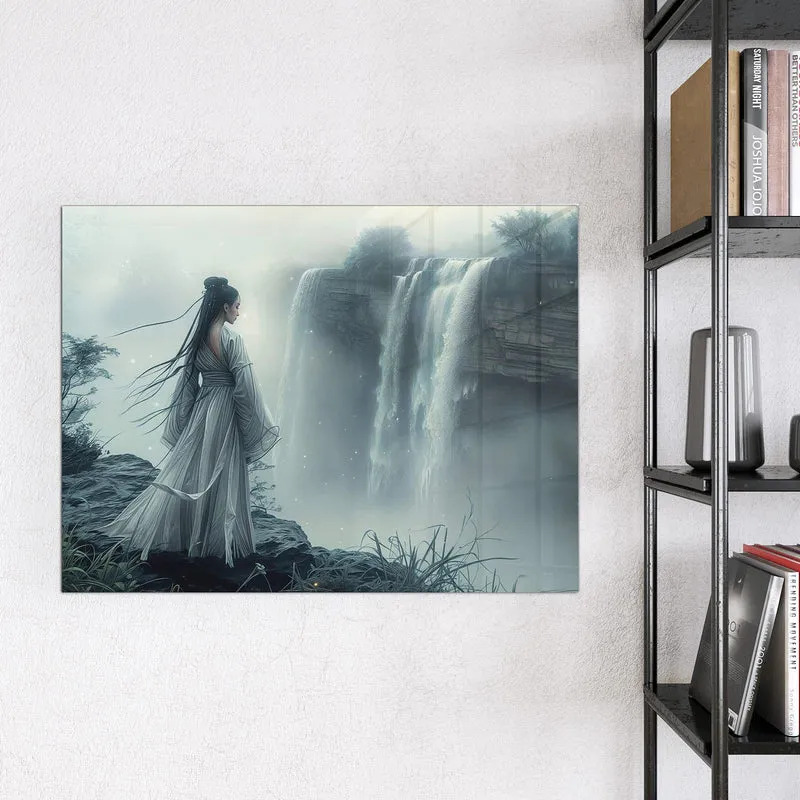 Magnettafel - Frau am Wasserfall