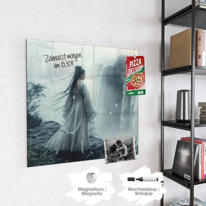 Magnettafel - Frau am Wasserfall