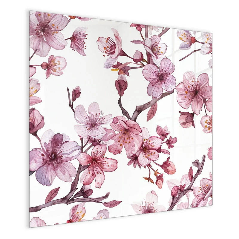 Magnettafel - Kirschblüten auf Weiß