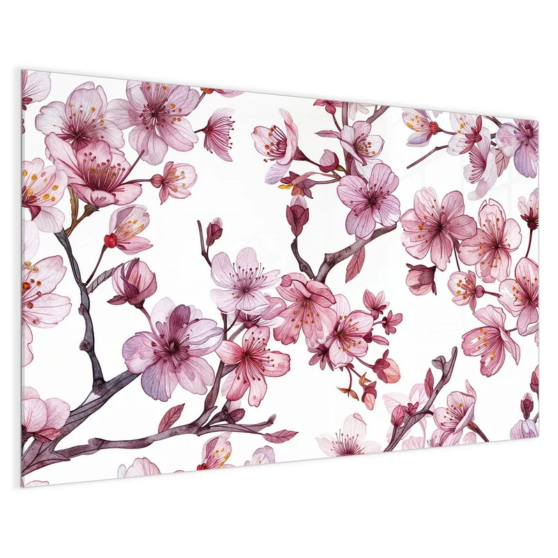 Magnettafel - Kirschblüten auf Weiß