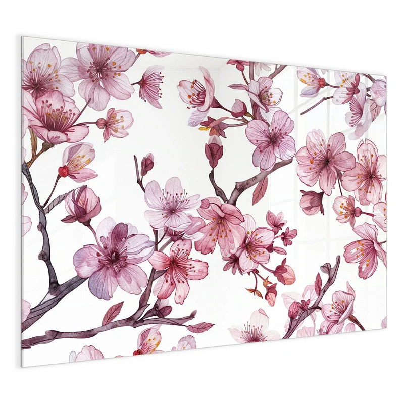 Magnettafel - Kirschblüten auf Weiß