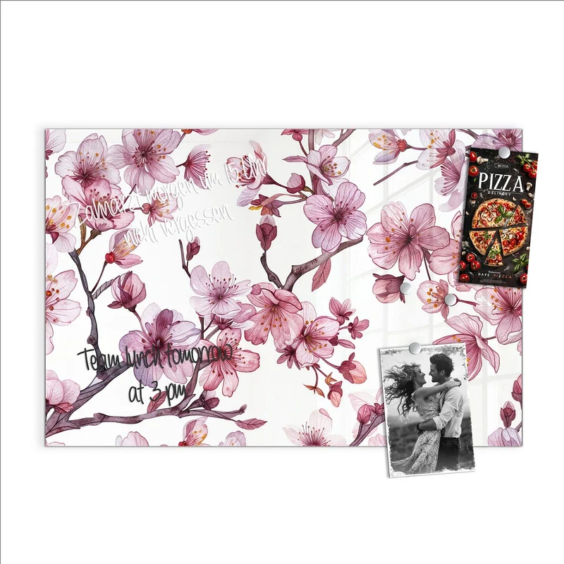 Magnettafel - Kirschblüten auf Weiß