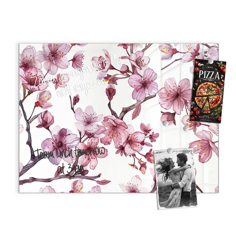 Magnettafel - Kirschblüten auf Weiß