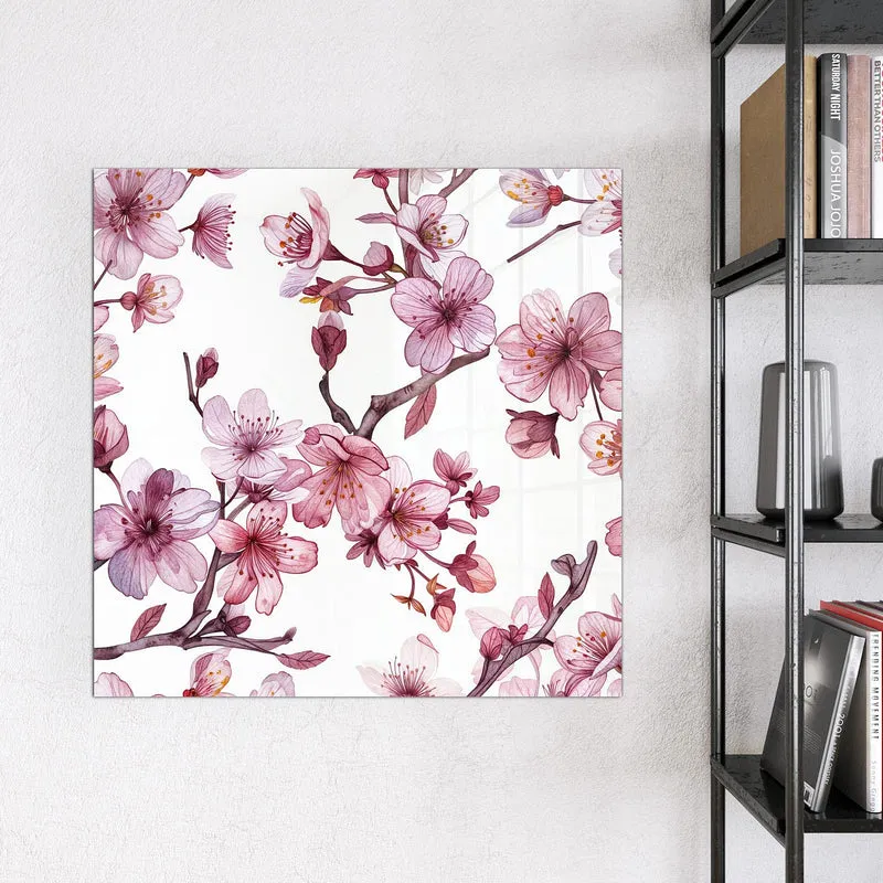 Magnettafel - Kirschblüten auf Weiß