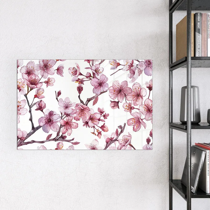 Magnettafel - Kirschblüten auf Weiß