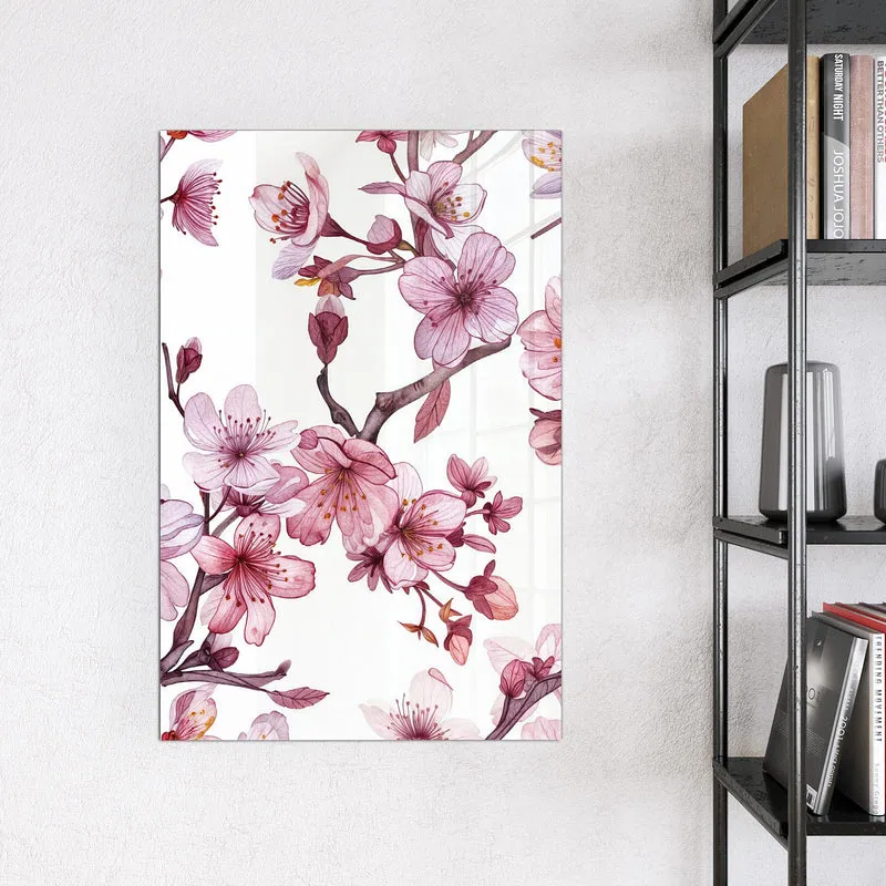 Magnettafel - Kirschblüten auf Weiß