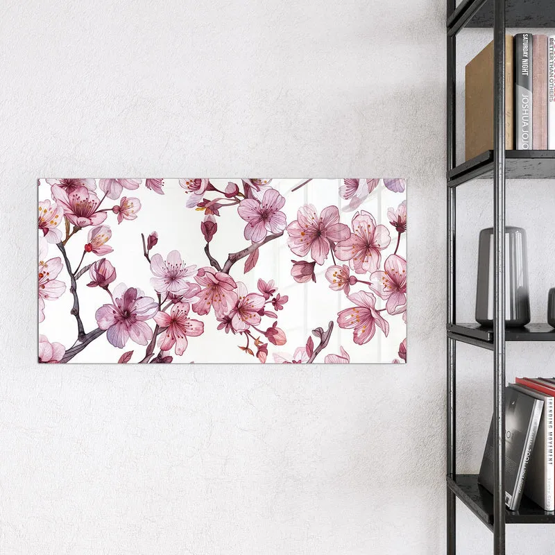 Magnettafel - Kirschblüten auf Weiß