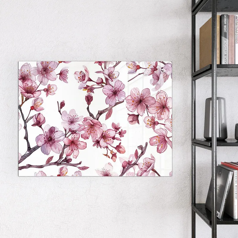 Magnettafel - Kirschblüten auf Weiß