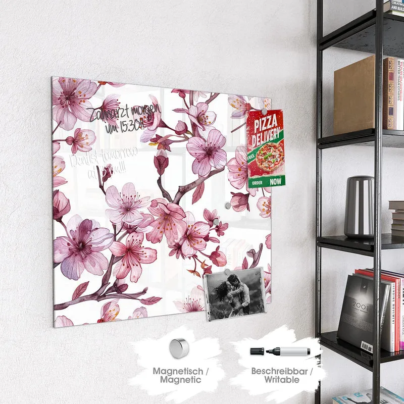 Magnettafel - Kirschblüten auf Weiß