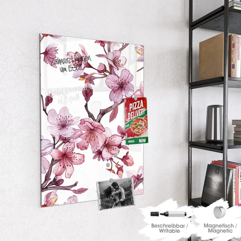 Magnettafel - Kirschblüten auf Weiß